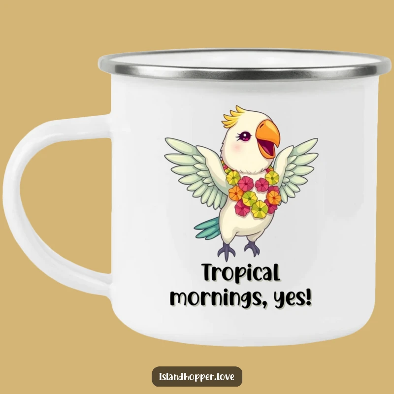 Funny Parrot Lei Camping Mug - Giddy Tropical Adventure Gift
