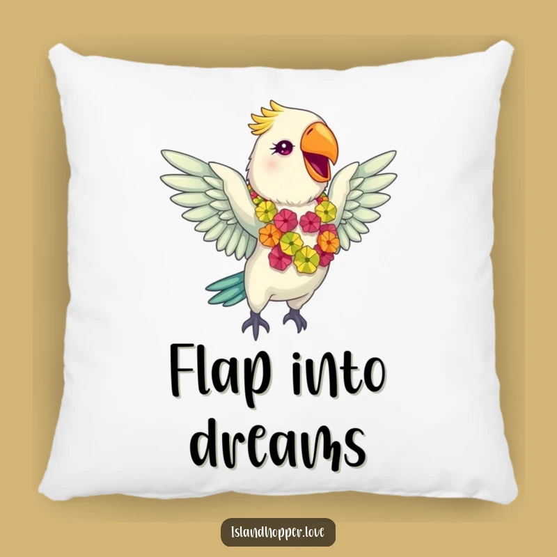 Funny Parrot Lei Pillow - Giddy Tropical Comfort Gift