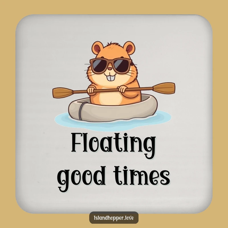 Funny Capybara Sunglasses Raft Coaster Set - Hilarious Table Protection Gift