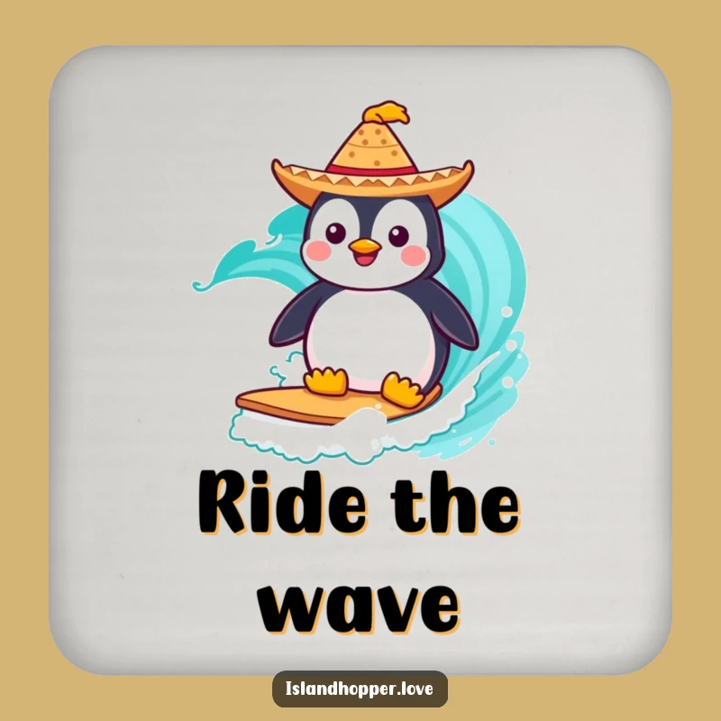 Funny Penguin Coasters: Protect Surfaces with Surfing Fiesta Fun
