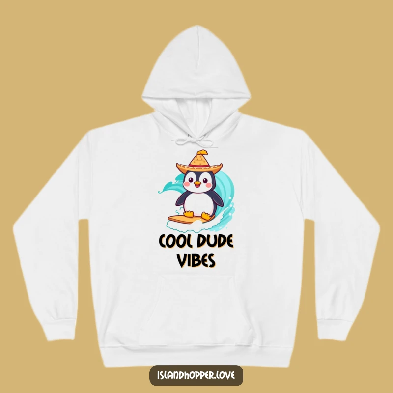 Cozy Funny Penguin Hoodie: Surf Fiesta Comfort for Chilly Days
