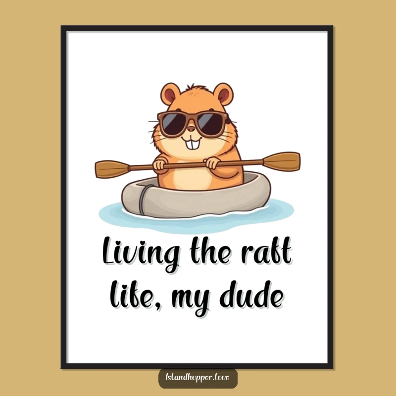 Free Printable Capybara Wall Art: Cool Sunglasses Raft Design for Downloadable Home Decor