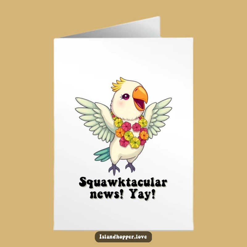 Free Printable Parrot Congrats Card: Giddy Lei Design for a Festive Downloadable Gift