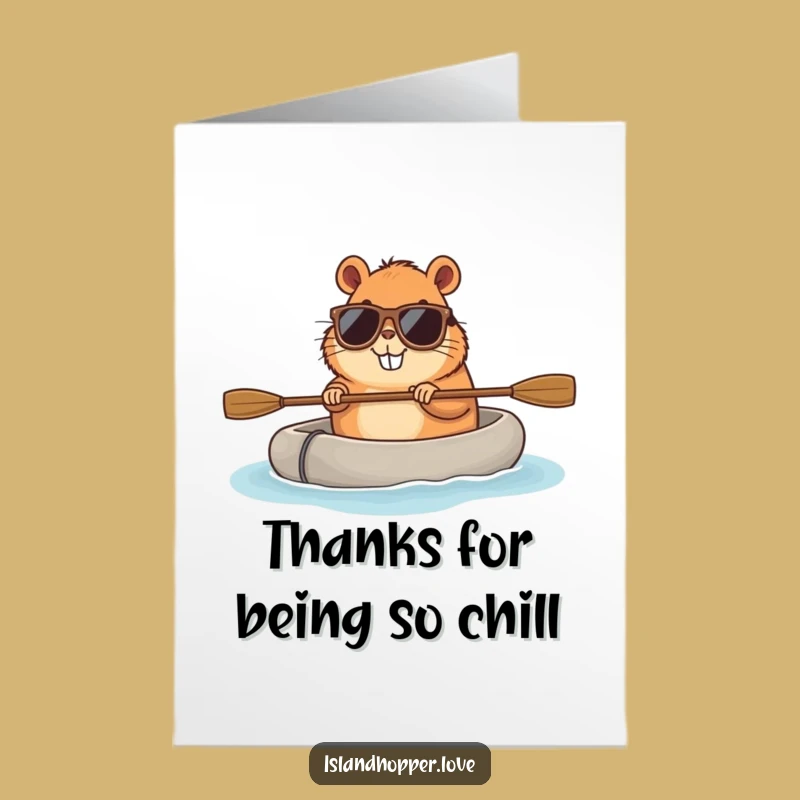 Free Printable Capybara Thank You Card: Sunglasses Raft Design as a Downloadable Gift